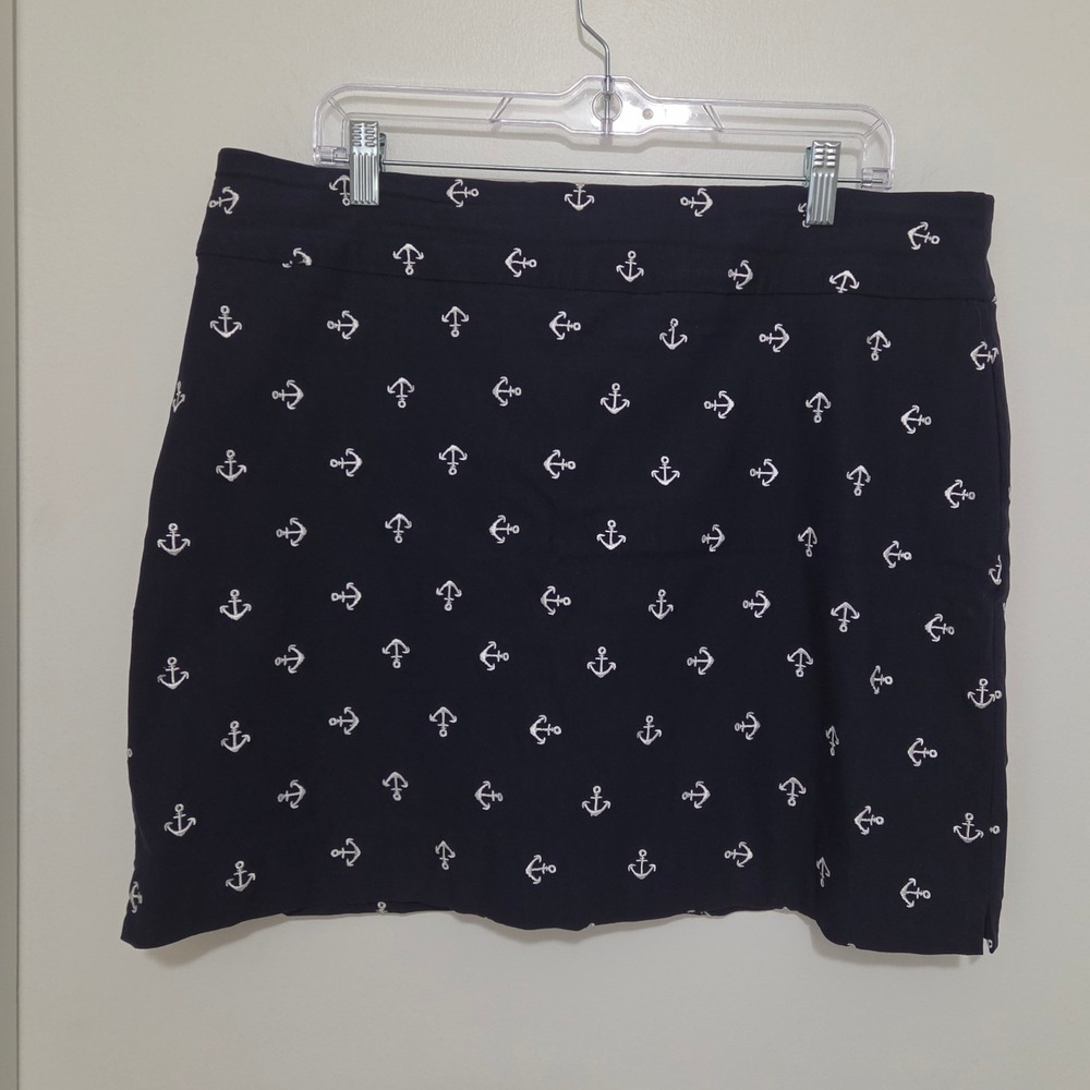 Charter Club Navy Blue Anchor Print Skort Womens 16 Nautical Summer Skirt Shorts